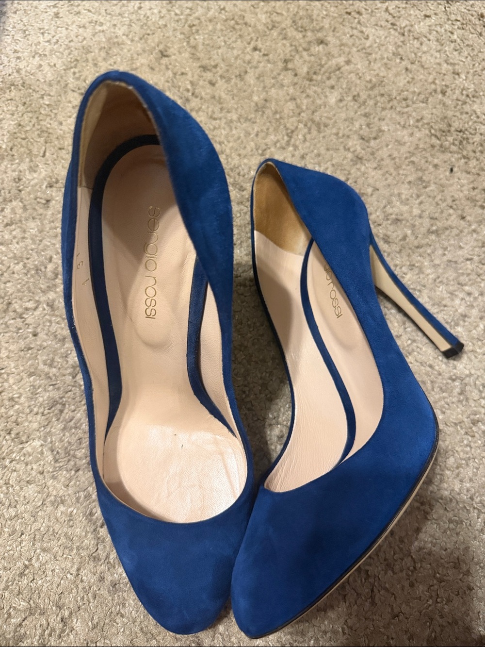 Sergio Rossi Royal Blue Suede Pointed-Toe Pumps